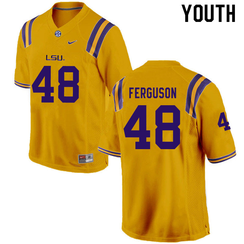 Youth #48 Blake Ferguson LSU Tigers College Football Jerseys Sale-Gold